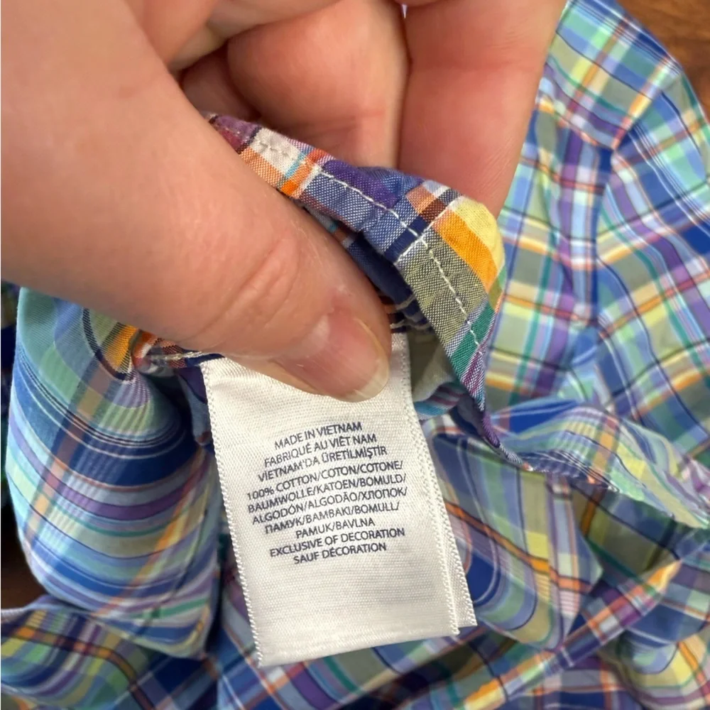 Ralph Lauren Multicolor purple blue yellow Plaid Shirt size large 14-16